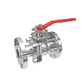 Industrial Metal Ball Valve With Red Handle And Flange Connection