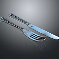 Elegant Silver Carved Cutlery Set With Dinner Fork And Decorative Knife