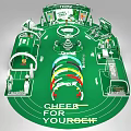Commercial Equipment Exhibition Booth with Green Arched Structure and SPOIL YOURSELF Branding