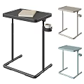Modern Side Table with Tray Top Cup Holder Black and Light Gray Design 3d model