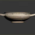 Rustic Traditional Ceramic Bowl With Two Handles As Essential Daily Living Item