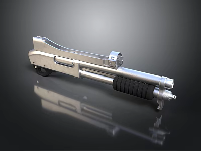 Sleek Modern Silver Weapon Design With Metal Body Black Grip And Barrel 3d model Sleek Modern Silver Weapon Design With Metal Body Black Grip And Barrel 3d model
