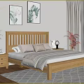Nordic Style Solid Wood Double Bed With Comfortable Bedding For Cozy Bright Modern Bedroom Decor