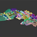 Modern Terrain Model With Rocky Formations And Lush Green Vegetation Details