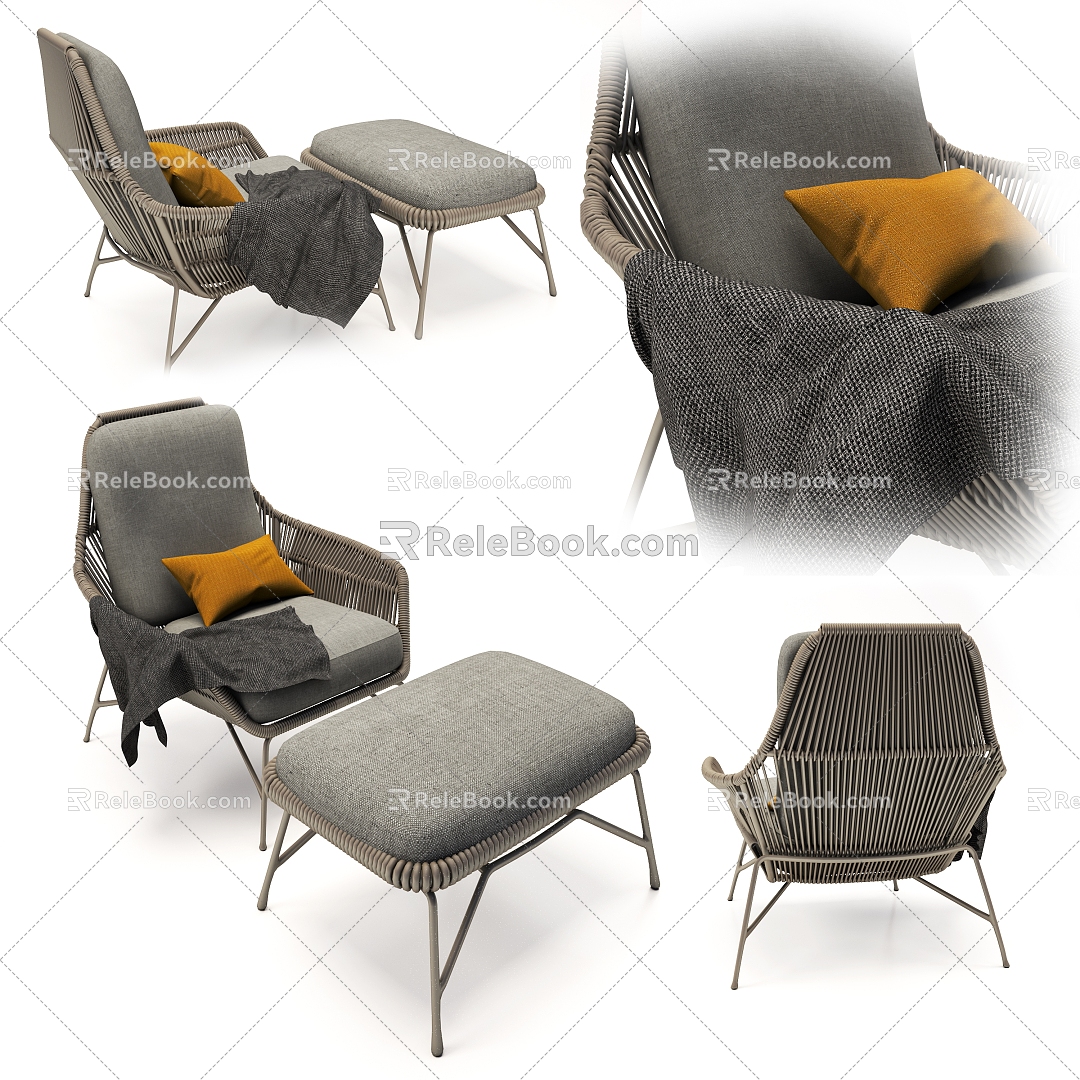 Seat leisure chair single chair recliner 3d model