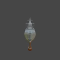 Game Movie Character Warship 3D Model With Gray Hull Red Bottom Radar Weapon Systems 3d model