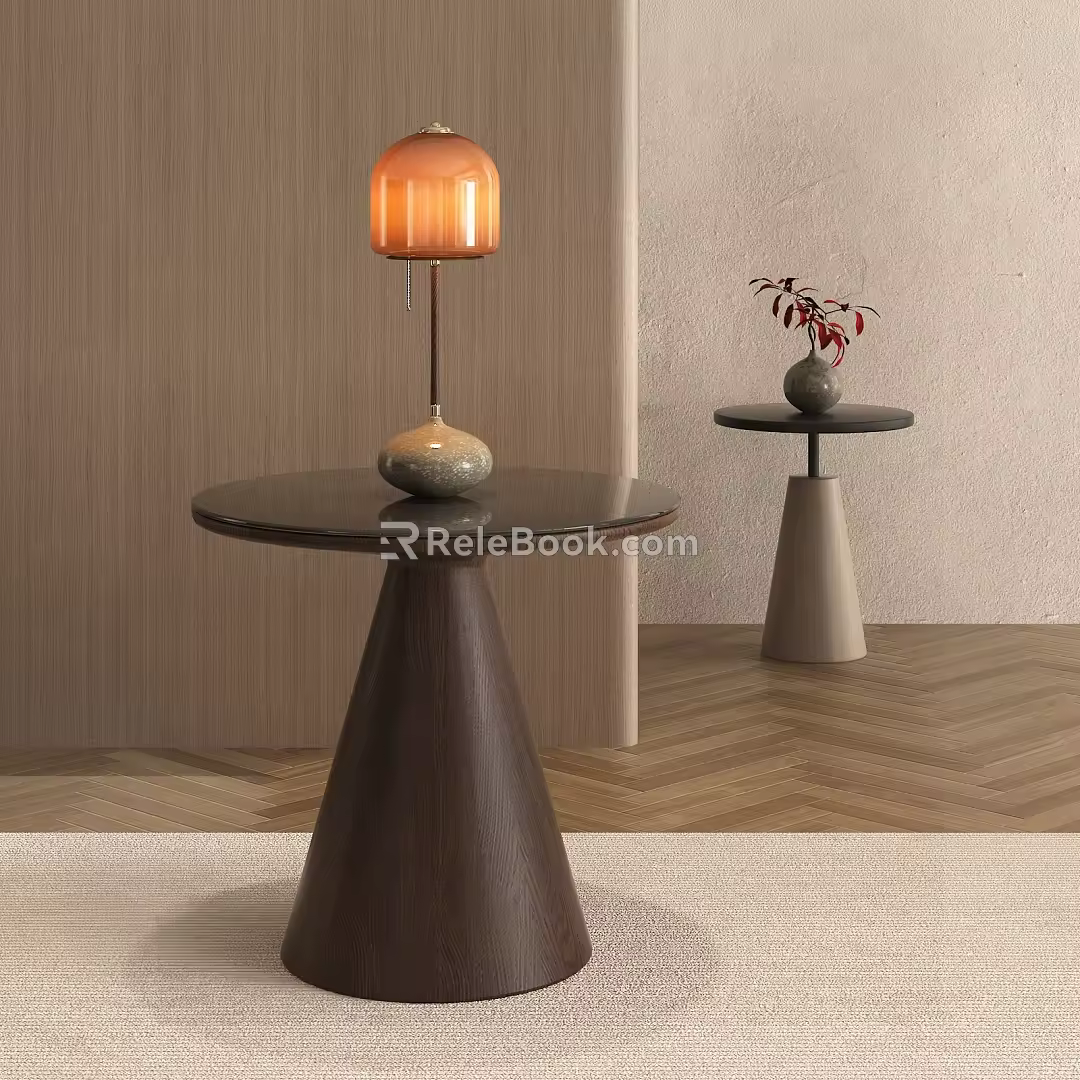 Retro Table Lamp Antique Table Lamp Antique Round Table Round Table Lamp Side Carpet Vase Modern Round Table 3d model