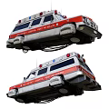 White And Orange District Hospital Ambulance With Red Emergency Lights First Aid