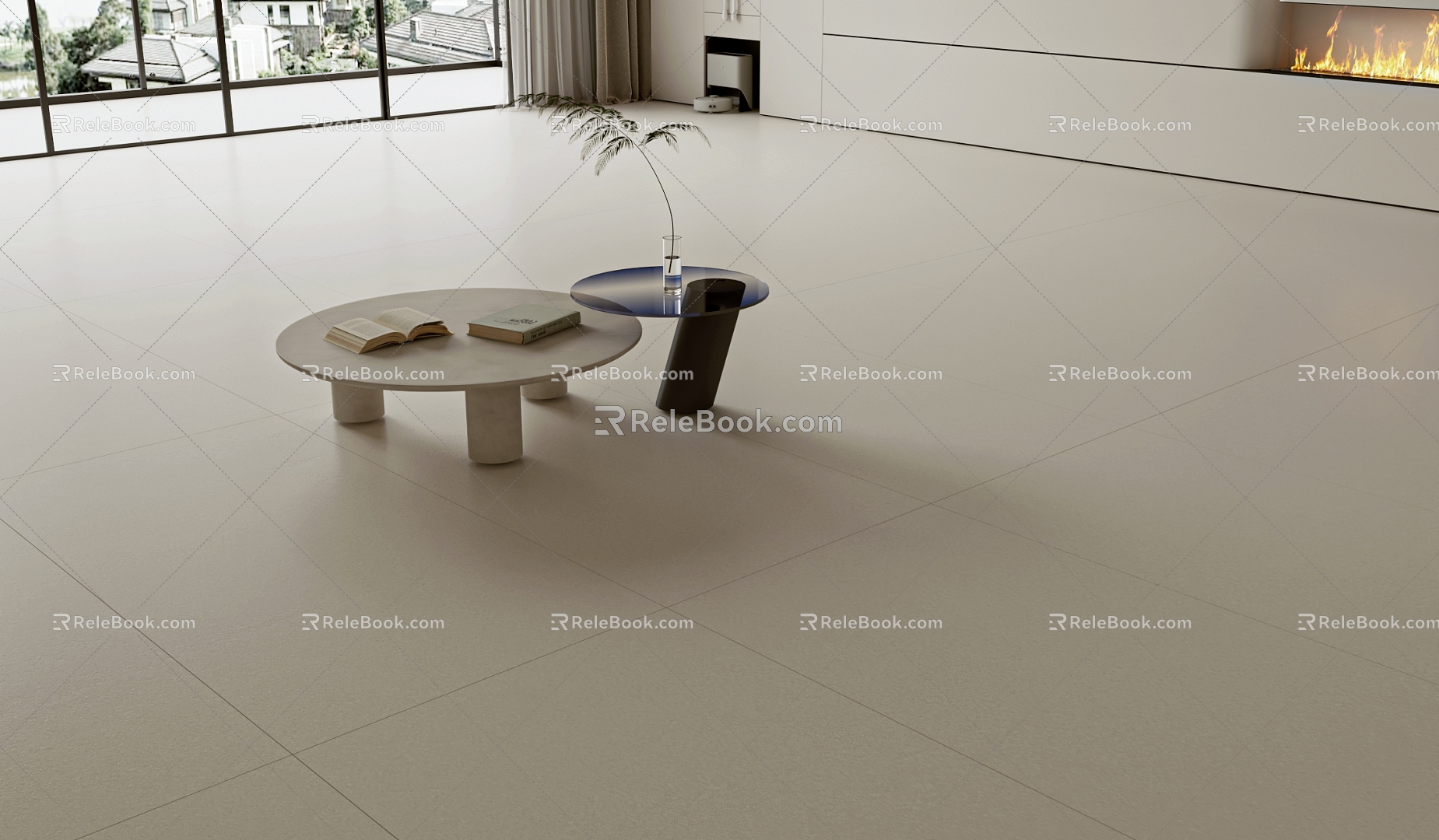 Milky White Soft Light Brick Velvet Floor Tile Micro Cement Floor Tile Plain Color Brick Foshan Brick Silent Wind Floor Tile 3d model