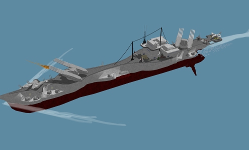 Modern Battleship Aircraft Carrier Battleship 3d model