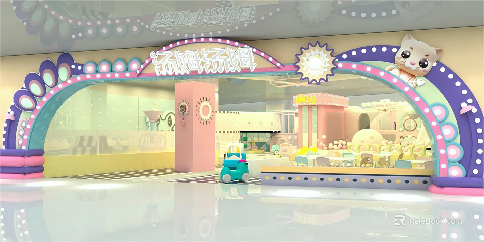 Tom Bear Fun World Kids Theme Mall Store With Pink Decor And Play Areas 3d model