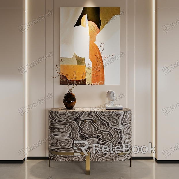 Modern Entrance Cabinet Low Cabinet Side Cabinet Painting model