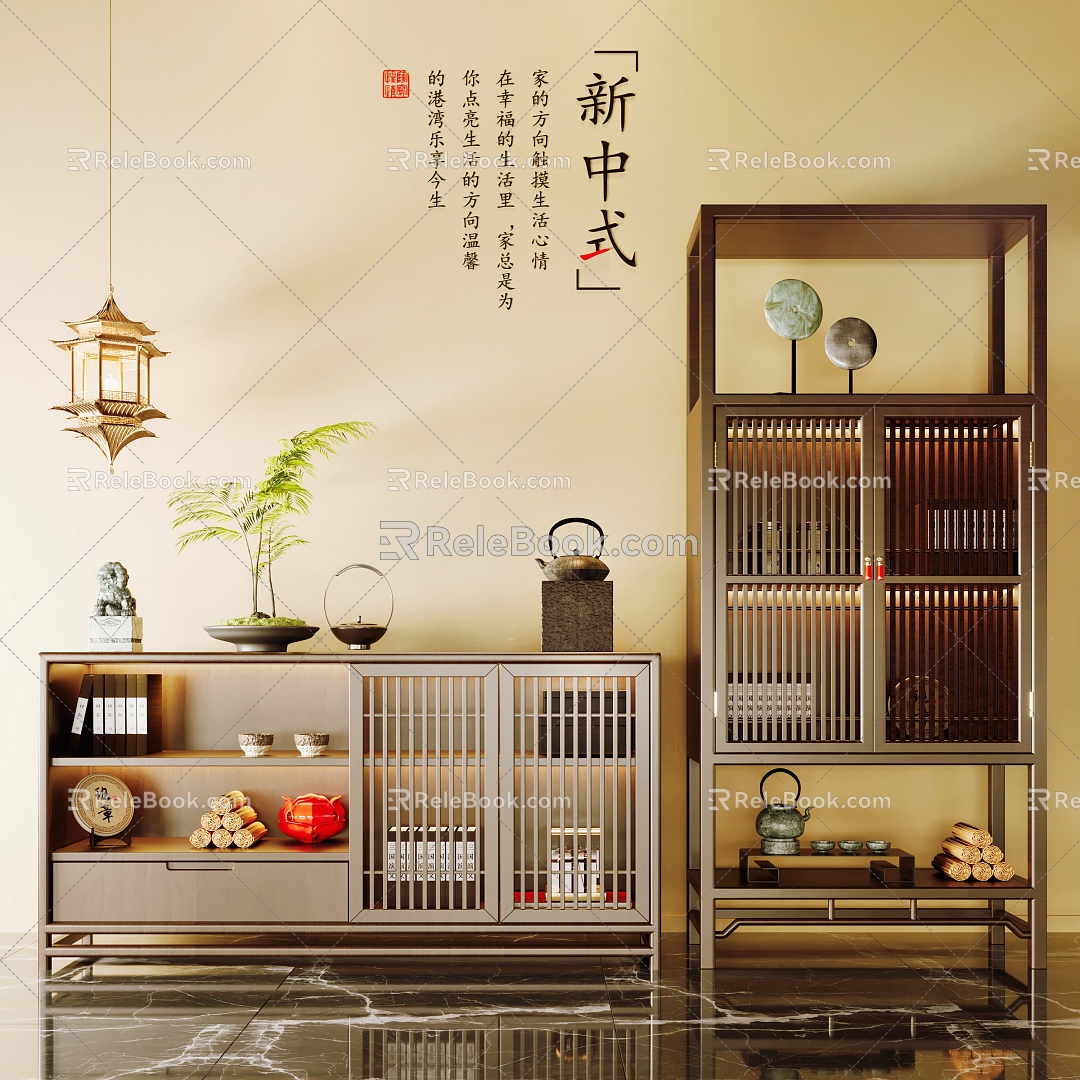 New Chinese Decorative Cabinet 3d model