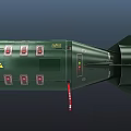 Military Bomb With Green Silver Body Red Nose Cone Yellow Warning Signs And Tail Fins