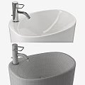 Two Modern White Ceramic Pedestal Washbasins With Sleek Design For Bathroom