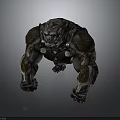 Fantasy Armored Muscular Creature Character With Rock like Skin And Crouching Posture