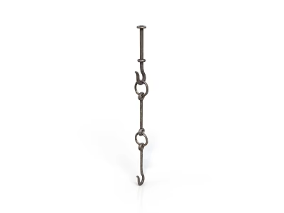 Long Metal Hanging Hook With Multiple Rings And Hook End Design 3d model