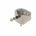 Gray Fabric Accent Chair With Curved Arms Geometric Pattern Pillow And Black Legs