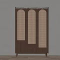 Wooden Wardrobe With Woven Rattan Doors And Drawers In Minimalist Design