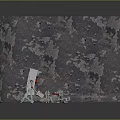 Two Robots One Standing And One Fallen With Red Details On Rough Pitted Ground