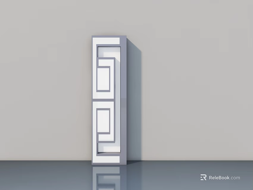 Modern White Swing Door With Geometric Pattern Design For Interior Use 3d model
