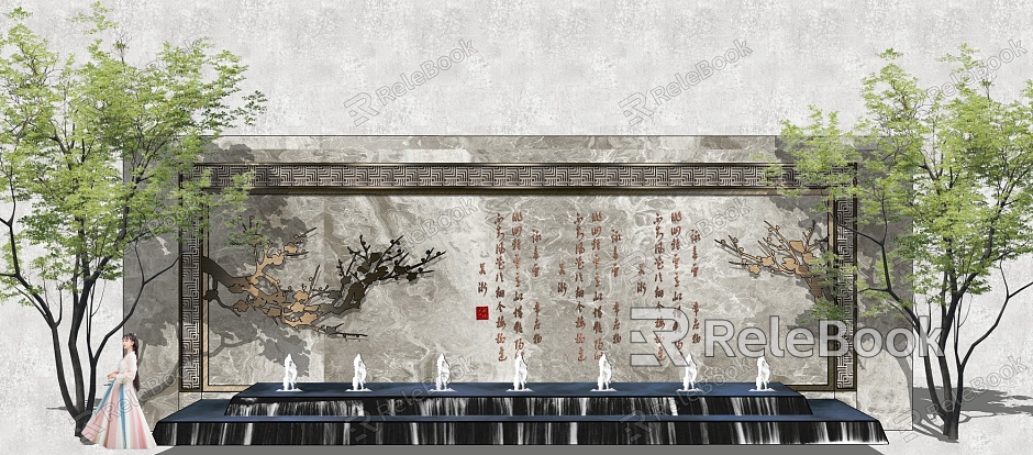 New Chinese style landscape wall model