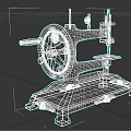 Vintage Industrial Metal Equipment With Large Wheel Cast Iron Base And Worktable