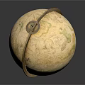Vintage Globe With Hand-drawn World Map And Metal Ring Stand
