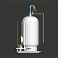 Industrial Large Tank Equipment With Colored Pipes Valves And Control Panel Base