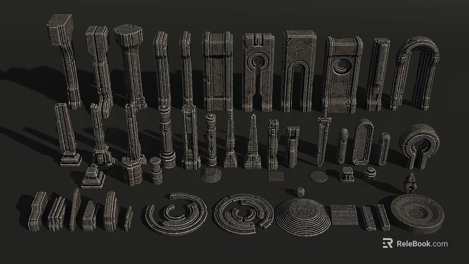Detailed 3D Architectural Component Models With Columns Arches And Decorative Details 3d model 