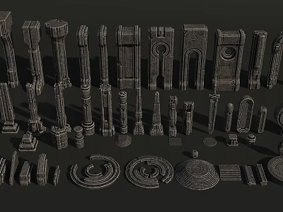 Detailed 3D Architectural Component Models With Columns Arches And Decorative Details 3d model