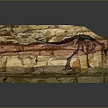 Cartoon Scene Of Train On Track With Cave Umbrella Figures Red Flowers And Green Grass