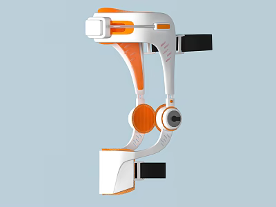 White And Orange Mechanical Arm With Modern Design And Connecting Components 3d model