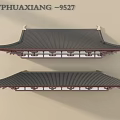 Traditional Chinese Architectural Roof Component With Curved Eaves And Black Tiled Design