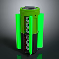 Green Cylindrical Battery Organizer With Multiple Slots Side Panels And Top Design 3d model