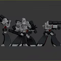 Multiple Robot Character Models With Different Designs And Poses 3d model