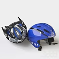 Two Giro Black And Blue Helmets Featuring Ventilated Design And Checkered Pattern