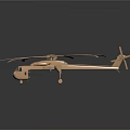 Detailed Golden Helicopter Model With Multiple Rotors Displayed On Dark Background