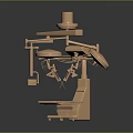 Copper Colored Medical Surgical Equipment With Adjustable Arms Operating Table And Lamp