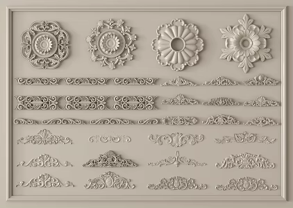 French lamp panel carved plaster line plaster components 3d model