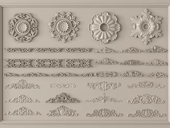French lamp panel carved plaster line plaster components 3d model