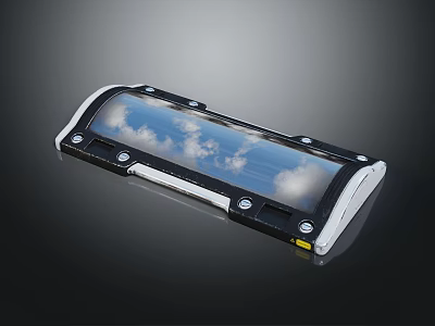 Transparent Elongated Skylight Panel With Black White Frame Metal Components And Cloud View 3d model