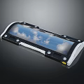 Transparent Elongated Skylight Panel With Black White Frame Metal Components And Cloud View