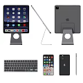 Sleek Tablet Setup With Adjustable Stand Wireless Keyboard And Stylus Pen