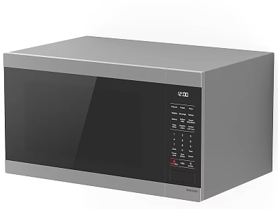 Stylish Silver Microwave Oven With Black Control Panel And Digital Time Display For Modern Kitchen 3d model