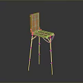 Modern Orange Wooden Chair With Wooden Seat Backrest And Metal Legs
