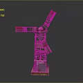 Handmade Windmill Model Structure With Wooden Blades And Metal Parts Design