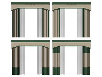 Elegant Curtain Styles With Valance And Multi Colored Drapes For Interior Design 3d model