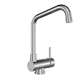 Modern Stainless Steel Kitchen Faucet With Single Handle Curved Spout Design