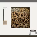 Abstract Brown Black Spotted Wall Art In Modern Interior With Table 3d model